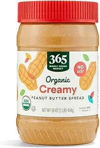 365 by Whole Foods Market, Organic Creamy Peanut Butter Spread, No Stir, 16 Ounce