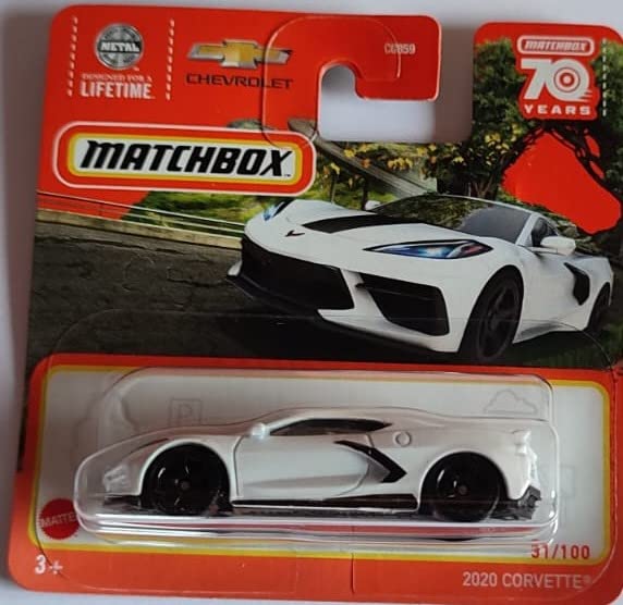 Matchbox Chevrolet Chevy Corvette 2023 White 1:100 Scale 31/100 Series Model Car Teenagers Adults Unisex