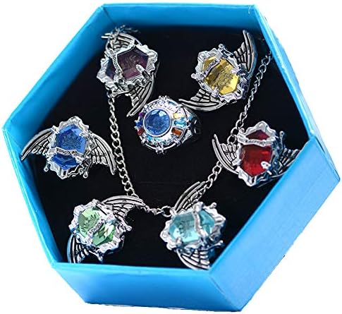 Baoleiju Cartoon Hitman Reborn Vongola Ring Pendant Necklace with Jewelry Box,Hitman Reborn Necklace for Women,Men