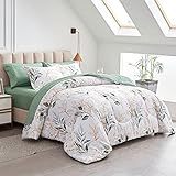 Joyreap 7 Piece Bed in a Bag Queen, Green Leaves