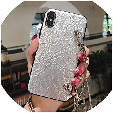 Girl Fashion Crossbody Phone Case Cover for iPhone Xs X 8 7 6 6S Plus Case with Long Chain Necklace Handsfree Insta Good Popular,Silver,for iPhone X