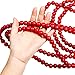 Hicarer 10 Feet Burgundy Wooden Bead Garland Red Bead Christmas Garland for Xmas Tree and Holiday Decoration, 14 mm