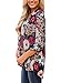 Chase Secret Womens Floral Printed V Neck Loose Caual Cuffed 3 4 Sleeve Blouses X-Large Dark Blue