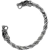 TURTLEDOVE Viking Wolf Fenrir Bangle - Adjustable Stainless Steel Norse Scandinavian Torc