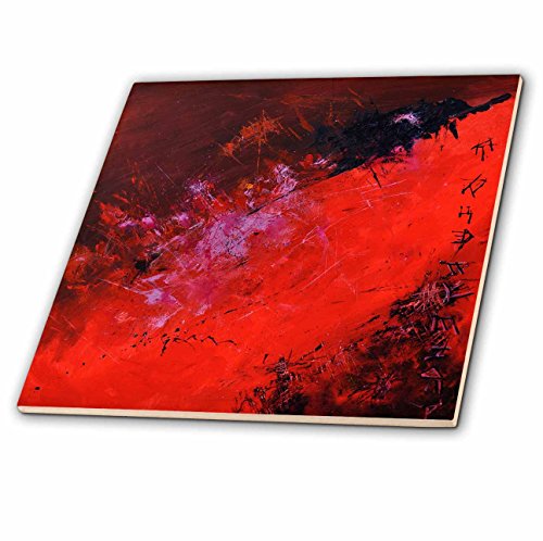 3dRose LLC ct_21118_5 Red Abstract Glass Tile, 4-Inch