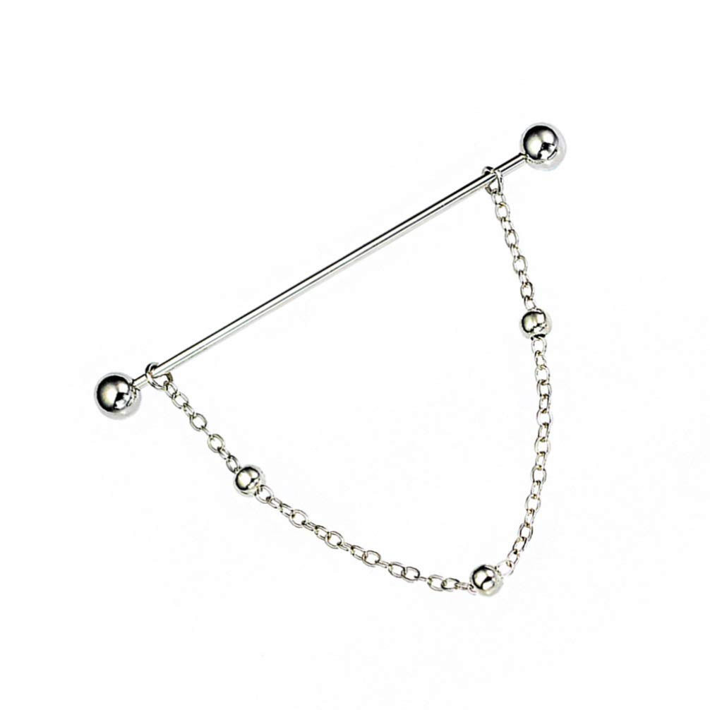 HEALLILY 2pcs Copper Collar Pin Necktie Tie Cravat Pin Collar Chain Clip Bar Brooch With Chain