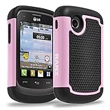 LG 306G,305C Case, RANZ Black/Baby Pink Heavy Duty Dual Layer Armored Hybrid Case Cover For LG 306G, LG 305C (Tracfone)