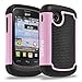 LG 306G,305C Case, RANZ Black/Baby Pink Heavy Duty Dual Layer Armored Hybrid Case Cover For LG 306G, LG 305C (Tracfone)