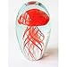 SunRise Hand Blown Glass - Jellyfish Paperweight, Glow in The Dark Glass with Multi-Color Light Base (Coral)
