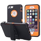 Ai-case Built-in Screen Protector Tough 4 in1 Rugged Shorkproof Cover With Kickstand for iPhone 6/6S Plus, Black/Orange