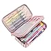 Twinkle Club Big Capacity Pencil Pen Case Bag Pouch Holder for Middle High School College Office Girl Storage Pink