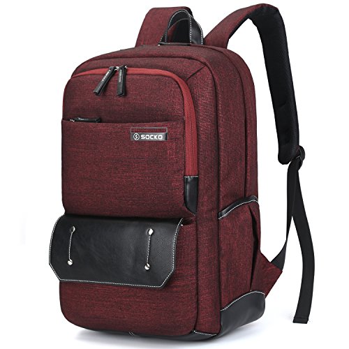SOCKO Laptop Backpack Knapsack Rucksack Business Travel Hiking Shoulder Bag Student School College Backpack For 10 - 17.3 Inch Laptop / Notebook / Macbook / Chromebook / Tablet Computer,Jean Red