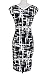 Faithtur Women's Printed Patterned Casual Slimming Fitted Stretch Bodycon Dress (Label XL) Black