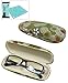 JAVOedge Green Cherry Blossom Print Eyeglass Clam Shell Style Case with Bonus Microfiber Glass Cleaning Cloth