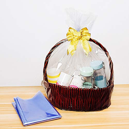 R 10 Pack 16x18 inch 100 Gauge Crystal Clear Dome Shrink Wrap Basket Bags for Gift Baskets