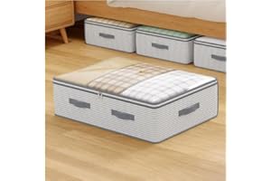 Under Bed Storage Boxes Foldable Organizer Bins With Lids For Clothing Bedding Space-Saving Storage