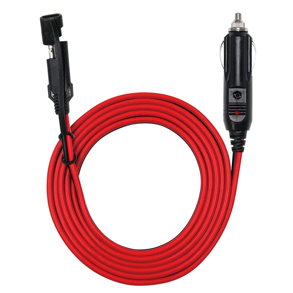KUNCAN 5FT SAE Cigarette Lighter Adapter - 16AWG 12V Male Plug to SAE 2-Pin Quick Connect with 15A Fuse for Car, RV & Battery Charging