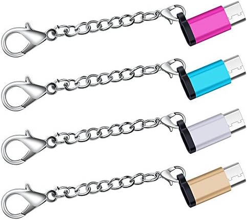 USB C Adapter 4 Pack, CableLovers USB Type C to Micro USB Adapter Covert Connector with Keychain Fast Charger for Samsung Galaxy S8 plus, LG G6 G5 V20, Google Pixel XL, Nexus 5X 6P, Nintendo Switch