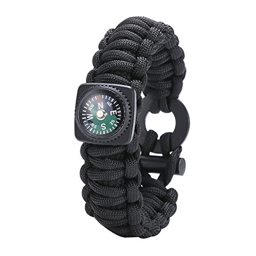 Gonex 550 Paracord Survival Bracelet, Emergency Survival Kit with Compass, Eye Knife, Fire Starter, Fishing Tool for Camping, Hiking, Hunting, Travelling