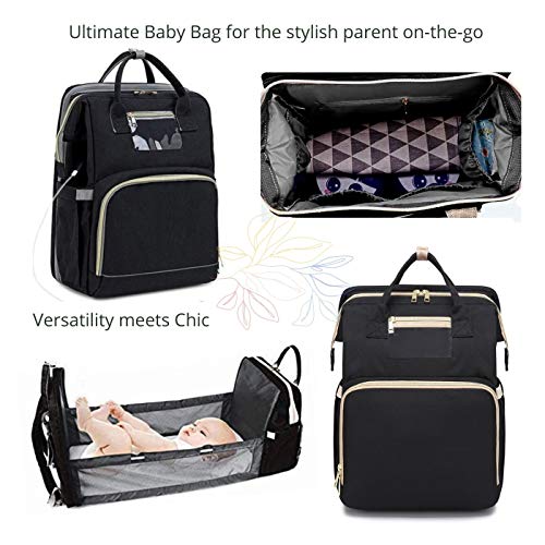 3 in 1 Diaper Bag – Multifunctional Baby Changing Station – Versatile and Practical Accessory for Parents – Lightweight and Portable Bassinet –Large Storage Capacity – Baby Travel Bag with USB Charger