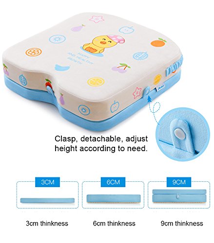 Kids Dining Chair Increasing Cushion - WER Baby Portable Dismountable Adjustable Highchair Booster Memory Foam Seat Cushion Washable Thick Chair Seat Pads Buckle Strap(Type A)