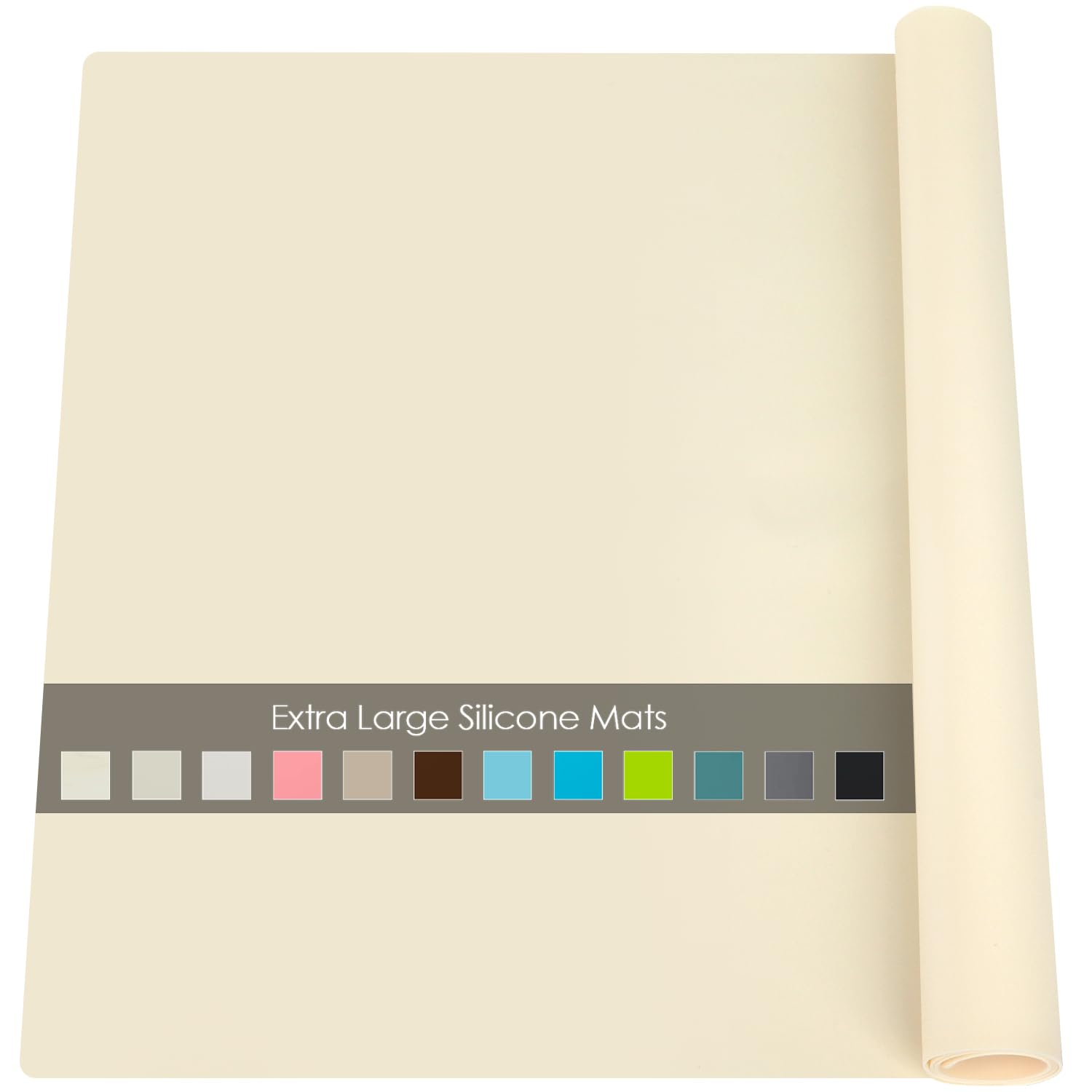 Photo 1 of Extra Large Silicone Mats for Countertop - Counter Table Protector Placemats for Baking Crafts, Kids Dinner Placemat Nonstick Nonskid Heat-Resistant Kitchen Pad, 23.6'' x 15.7'', Beige