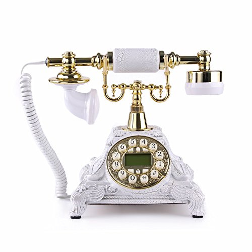 LNC Retro Vintage Antique Style Push Button Dial Desk Telephone Phone Home Living Room Decor