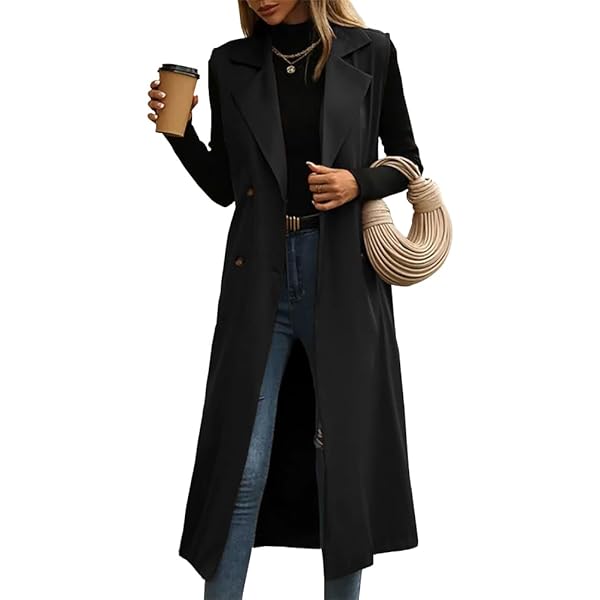 IDEALSANXUN Long Vest for Women Sleeveless Wool Coats Blazer