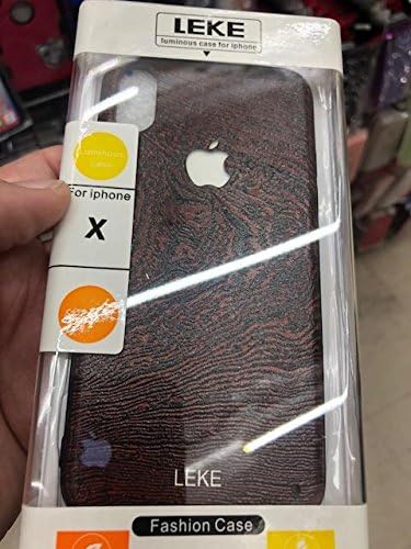 (Wood Pattern) World’s First 3D Designer Illuminating Luminous LED BackLit Apple Logo Case for Iphone X 10 + FREE White LED Spinner!
