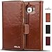 Galaxy S6 Edge Case, ACLUXS Wallet Leather Case [ GENUINE LEATHER of COWHIDE ] (LIFE TIME WARRANTY) for Samsung Smartphone Phone S6 Edge Stand Carrying Style 100% Handmade (BROWN)