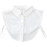 Tucnoeu Fake Collar Detachable Rhinestone Dickey Collar Blouse Half Shirts Peter Pan Faux False Collars Half Shirt Blouse False Collars for Women White