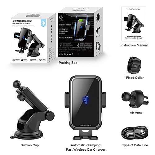 Arlrich Wireless Car Charger 10W Qi Fast Charging Auto-Clamping Car Air Vent Mount Office Phone Desk Phone Stand Holder Charging Pad Compatible iPhone 11 Pro Max Xs Xr X 8 Plus Samsung Galaxy Note 10