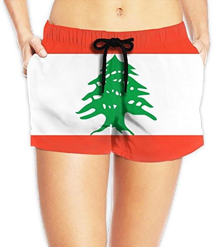 Lebanese Flag Women's Drawstring Boardshort Swim Trunk Fashion Summer Beach Shorts For Outdoor