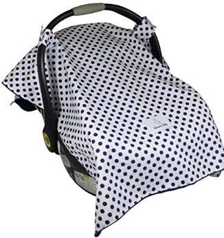Shannon Baby Navy Blue Polka Dotted Soft Minky Fleece Lined Car Seat Cover