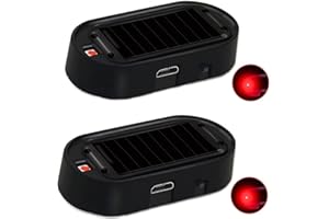 ANKI HAPPIGO ANKIA 2PCS Solar Power Fake Car Alarm LED Light, Simulated Dummy Warning Anti-Theft LED Flashing Security Light, Car Alarm System Lamp with USB Port, 2 Red Light
