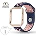 YOUKEX Fitbit Blaze Bands Silicone with Frame,Large Breathable Sport Replacement Strap with Rose Gold Metal Case for Smart Fitness Watch Women Men (Blue/Pink,Large Size)