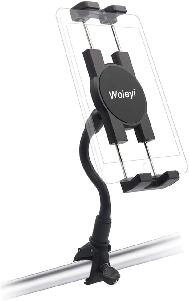 woleyi Spin Bike Tablet Holder, Gooseneck Adjustable Treadmill Exercise Bike Elliptical Tablet Mount for iPad Pro 9.7 10.5 11