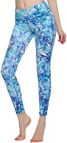 TRYSIL Women's Yoga Pants Leggings Printed Middle Waist Tights Tummy Control Fitness with Hidden Pocket for Running and Workout