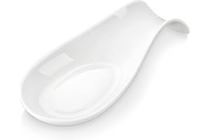 LOVECASA Ceramic Spoon Rest for Stove Top, Kitchen Spoon Holder, 9 Inch Large Utensil Rest, Cooking Spoon Holder for Kitchen Counter, White Spoon Rests