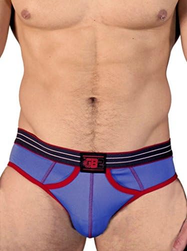 GBGB Mens Double O Opening Jock Athletic Supporter Underwear Sky/Red Large