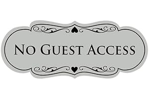 All Quality Designer No Guest Access Sign - Durable Plastic and Easy Installation | Ideal for Restaurants, Bars, Hotels, and Airbnb - Lt Gray - Small (1 Pack)