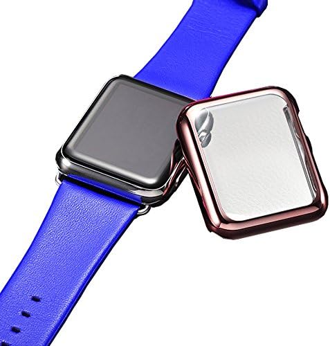 Apple Watch Case, FIVEFISH Ultra Lightweight Thin Clear PC Full Coverage Plated Case for Apple Watch (Rosegold 38mm)