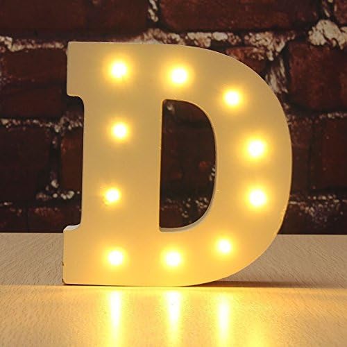 Your Name in Lights,YAOXI Wooden Light Signs Up Letters Wedding Baby Standing or Wall Mounted Decoration,Battery Operated Alphabet,Warm White (D)