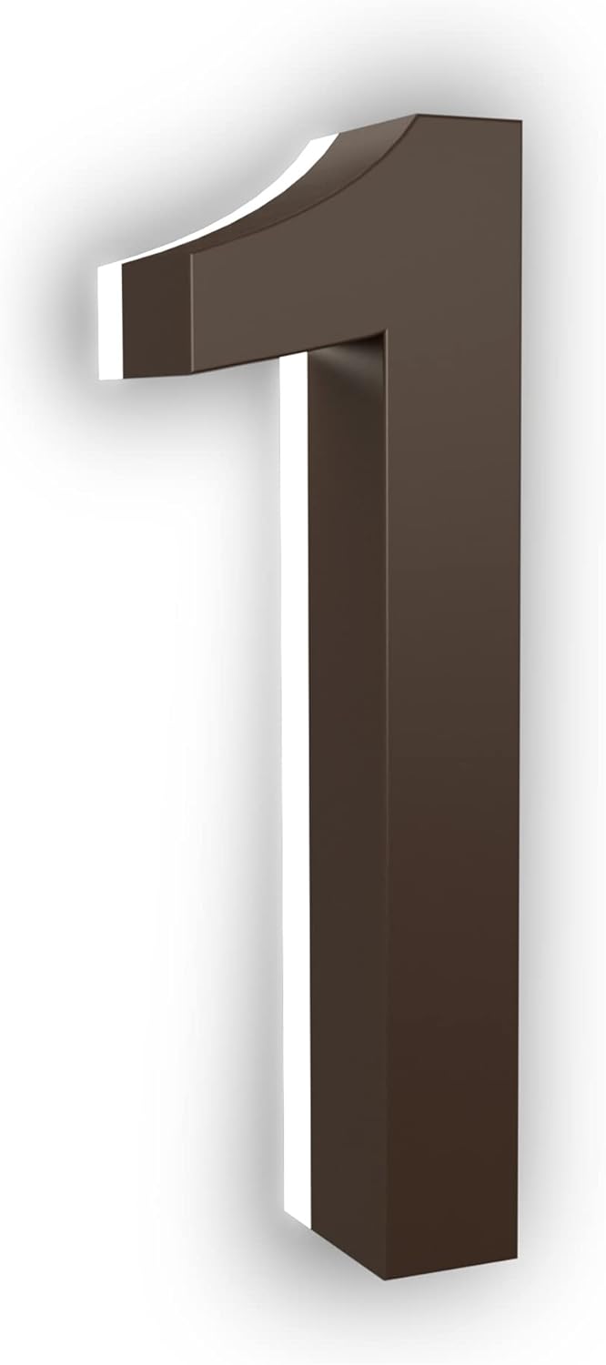 Address Signs - LN LUMANUMBERS - 7 Inch LED House Numbers, ABS-Polymer, Premium Quality, Backlit LED Illuminated Home Address Number, Lighted House Numbers, Modern Address Numbers (1, Bronze)