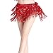 ZLTdream Women's Belly Dance Hip Scarf with Three Rows of Sequins Fringe