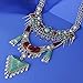 Miraculous Garden Womens Vintage Alloy Silver Long Boho Bohemian Necklace Ethnic Tribal Boho Necklace Geometry Red Turquoise Beads Statement Necklace Jewelry Sets for Women. (1)