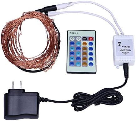 HeLe 100 Leds 16.4FT Waterproof Dimmable Fairy Copper Wire Lights Kit Flexible Rope Lights Starry String Lights With Remote Control and Us Adapter for Outdoor and Indoor (16.4FT)