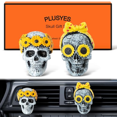 Daisy Flower Skull Car Vent Clip