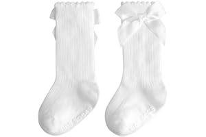BOONBERY Baby Knee High Socks Non Slip Girls Stockings Cotton Bow Long Socks