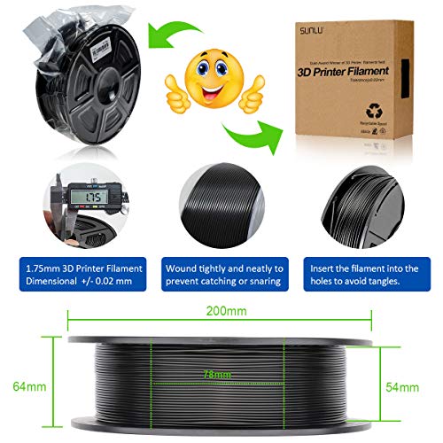 SUNLU-Impresora-3D-Filament-PLA-plus-Filamento-PLA-Filamento-PLA-175-1kg-Black